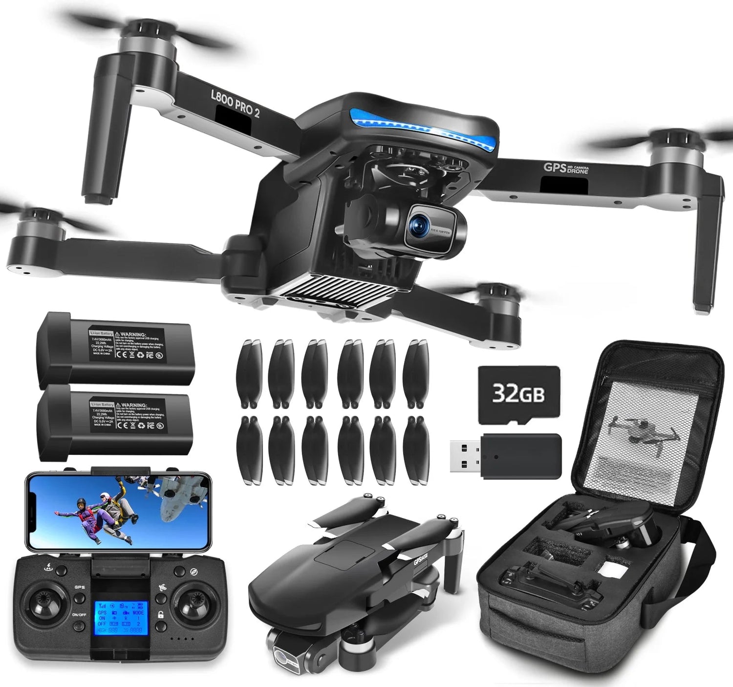 Drone with Camera 4K for Adults,5G Wifi FPV Live Transmission, 50 Minutes Flight Time, Black