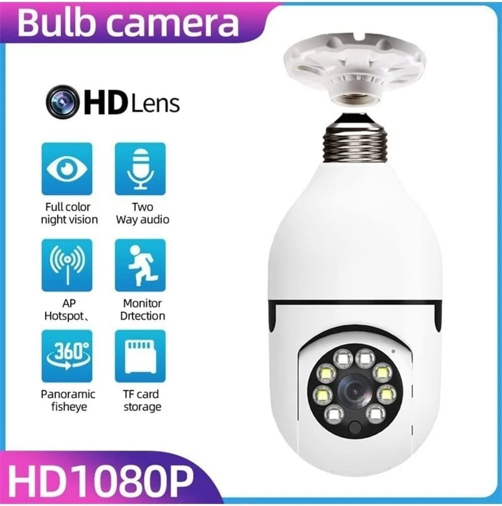 E27 Light Bulb Camera , 2.4Ghz Wifi Security Cameras Wireless Outdoor, 1080P Wireless Cameras for Home Security, Indoor Security Camera System 2Pcs