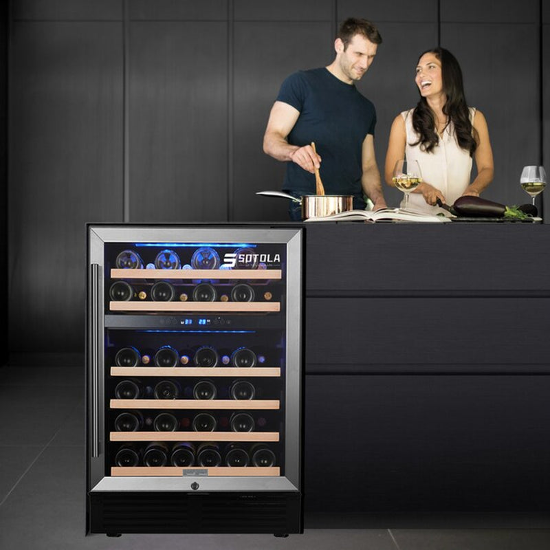 23.4-In W Black Dual Zone Cooling Built-In /Freestanding Indoor Wine Cooler