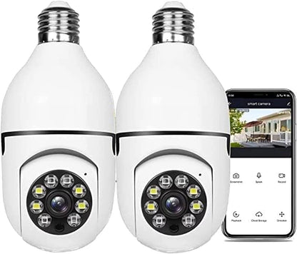 E27 Light Bulb Camera , 2.4Ghz Wifi Security Cameras Wireless Outdoor, 1080P Wireless Cameras for Home Security, Indoor Security Camera System 2Pcs