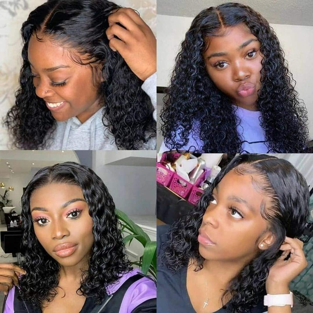 Curly Lace Front Wig Human Hair,Hd Transparent Lace Front Wigs Human Hair,13X4X1 Deep Wave Lace Front Wigs Human Hair for Black Women,Glueless Curly Human Hair Wig,150% Wet and Wavy Wigs Human Hair