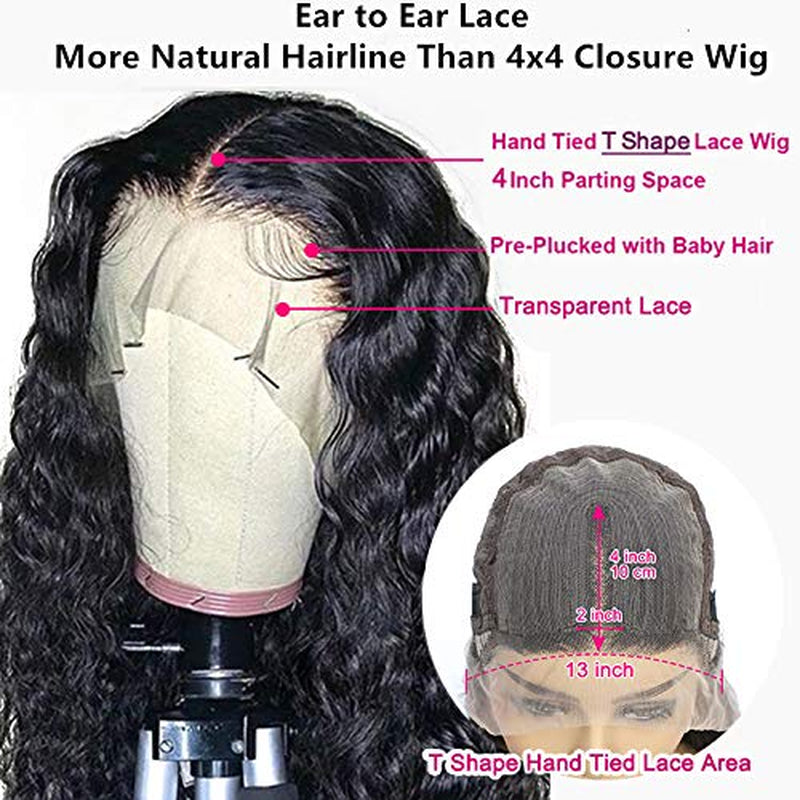 Curly Lace Front Wig Human Hair,Hd Transparent Lace Front Wigs Human Hair,13X4X1 Deep Wave Lace Front Wigs Human Hair for Black Women,Glueless Curly Human Hair Wig,150% Wet and Wavy Wigs Human Hair