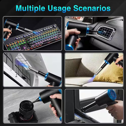 Multi-Purpose Compressed Air Duster, Cordless Compressed Air Blower with Led for Keyboard, PC, and Car Cleaning in Blue