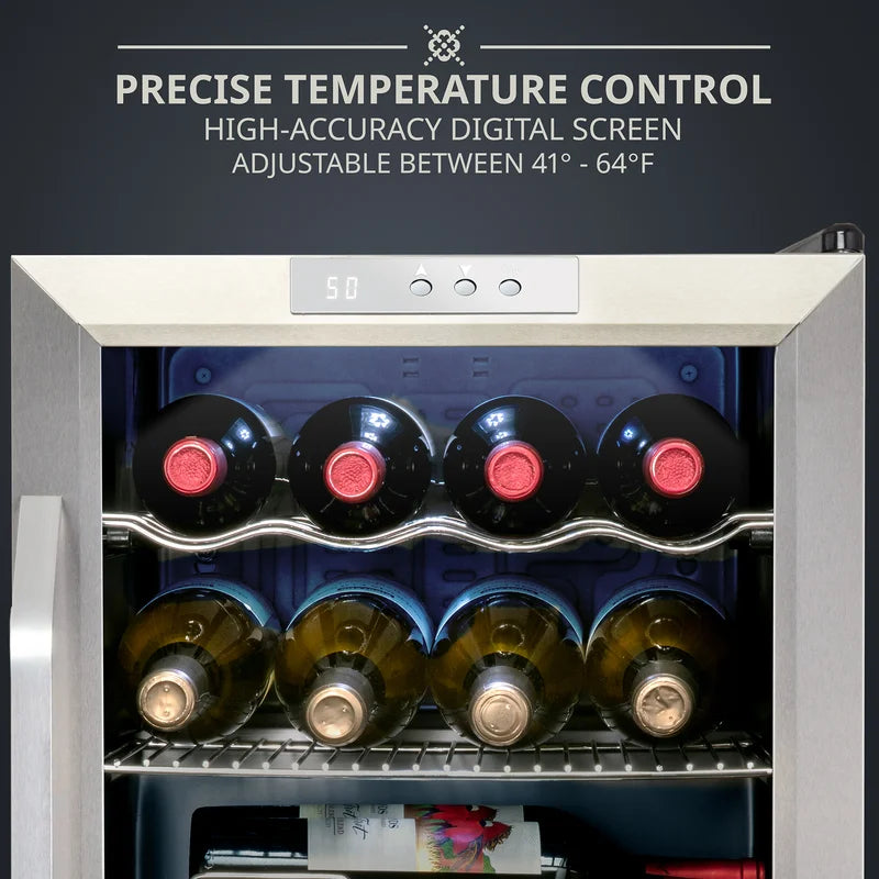 Single Zone 17.3'' Freestanding 12 Bottle Wine Refrigerator