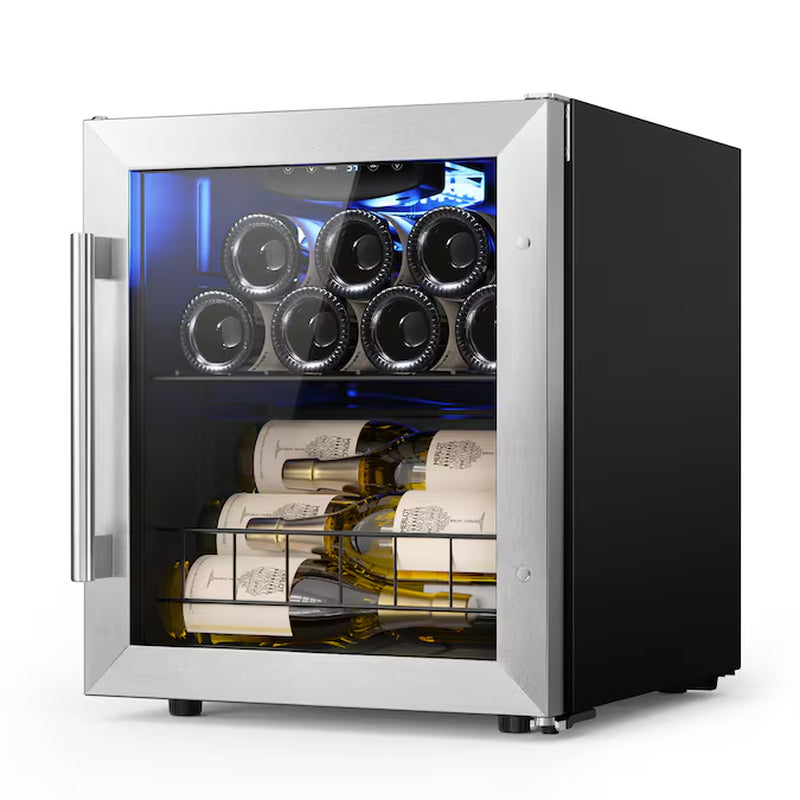 16.9-In W 12-Bottles Stainless Steel Built-In Indoor Wine Cooler