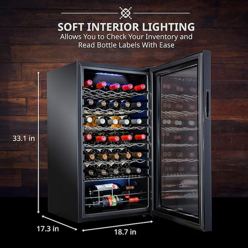 18.7-In W 34-Bottles Black Freestanding Indoor Wine Cooler