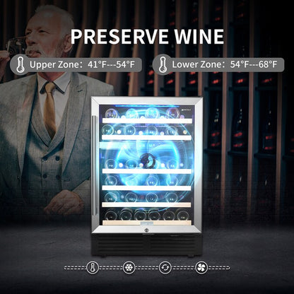 23.4-In W Black Dual Zone Cooling Built-In /Freestanding Indoor Wine Cooler