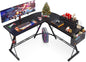 L-Shaped Gaming and Home Office Desk with Rounded Corners and Large Monitor Stand, 51 Inches Workstation