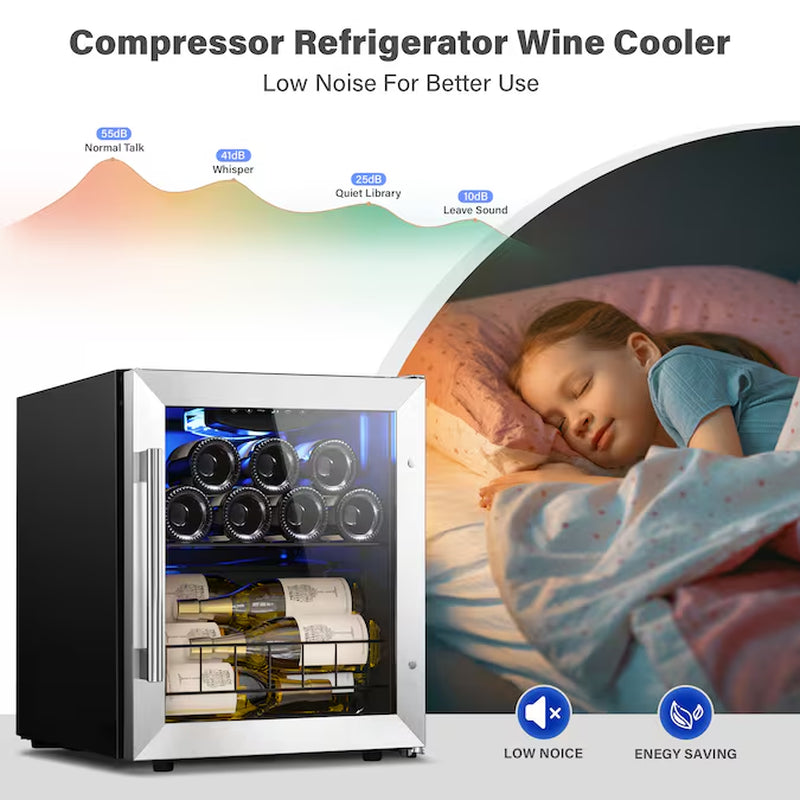 16.9-In W 12-Bottles Stainless Steel Built-In Indoor Wine Cooler