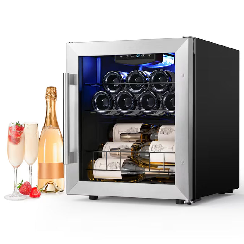 16.9-In W 12-Bottles Stainless Steel Built-In Indoor Wine Cooler