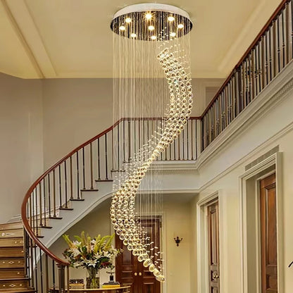 Rotating Stairwell Crystal Chandelier round Villa Living Room Chandelier Stair Chandelier Long Chandelier Crystal for Chandelir