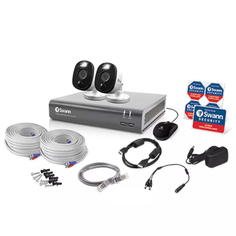 DVR-4580 4-Channel 1080P 1TB DVR Security System with Two 1080P Wired Bullet Cameras