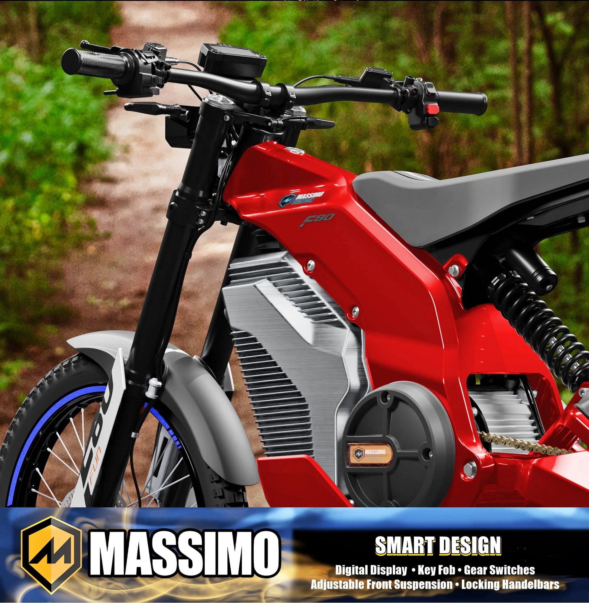 Motor F80 Trail Runner Electric (Dirt Bike) for Adults 8000W Motor 2160Wh Battery (Red)