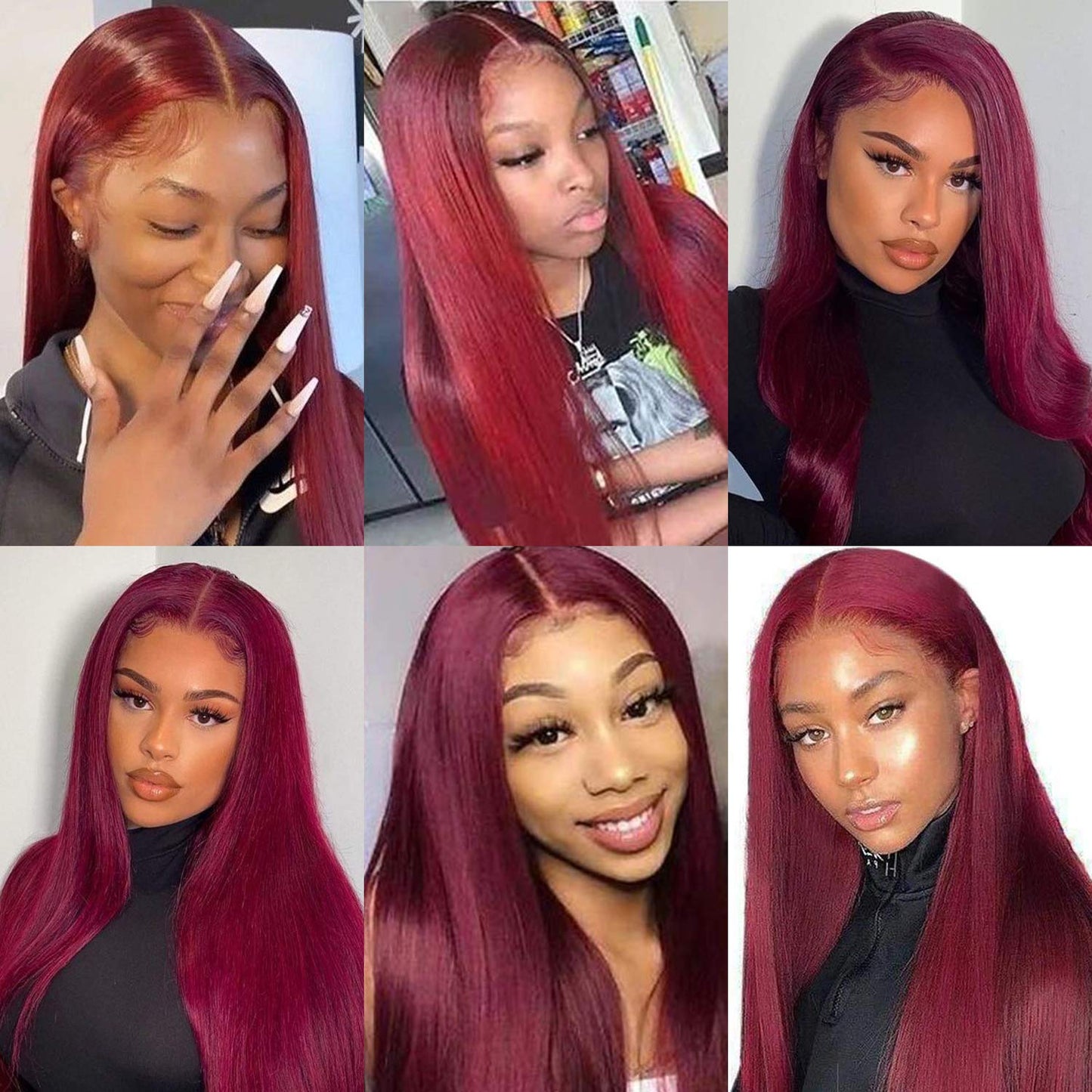 99J T Part Lace Front Human Hair Wigs for Black Women with Baby Hair 9A Brazilian Human Hair Straight Lace Front Wigs Pre Plucked Burgundy Color 150% Density(18 Inch)